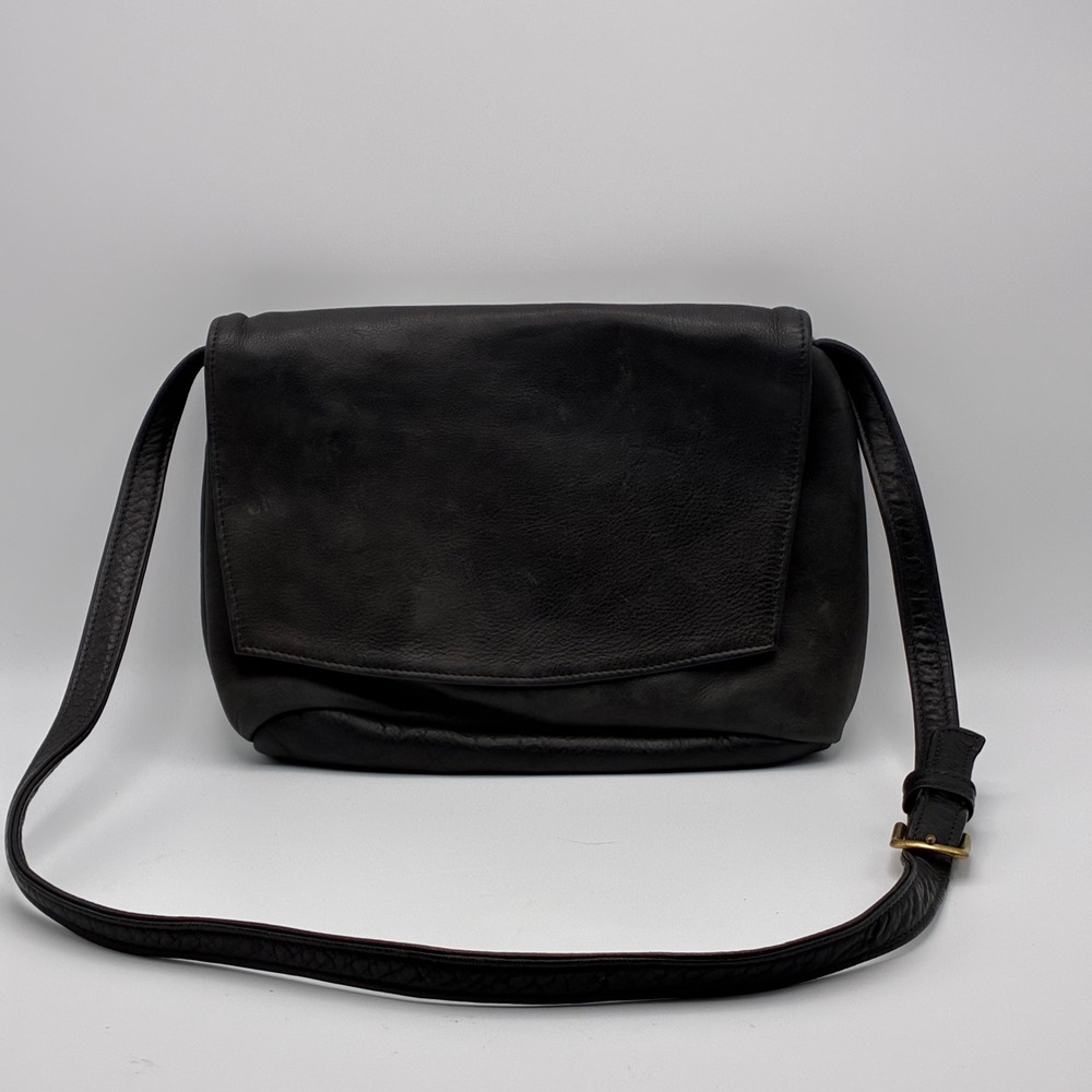 Libaire Crossbody Bag Women Black Leather Suede Flap USA Made